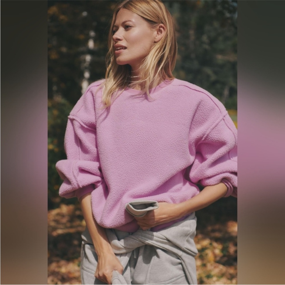 Anthropologie Pilcro Slouchy Crew-Neck Sweatshirt Purple LP Large Petite Fleece
